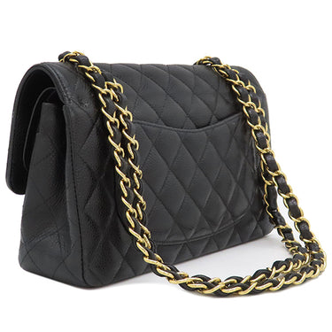 シャネル CHANEL マトラッセ23 ダブルフラップ チェーンショルダーバッグ ブラック キャビアスキン ショルダーバッグ ゴールド金具 黒 ココマーク