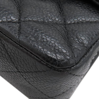 シャネル CHANEL マトラッセ23 ダブルフラップ チェーンショルダーバッグ ブラック キャビアスキン ショルダーバッグ ゴールド金具 黒 ココマーク