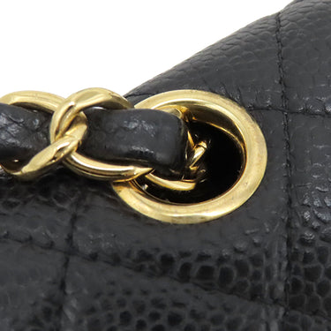 シャネル CHANEL マトラッセ23 ダブルフラップ チェーンショルダーバッグ ブラック キャビアスキン ショルダーバッグ ゴールド金具 黒 ココマーク