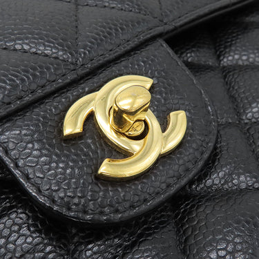シャネル CHANEL マトラッセ23 ダブルフラップ チェーンショルダーバッグ ブラック キャビアスキン ショルダーバッグ ゴールド金具 黒 ココマーク