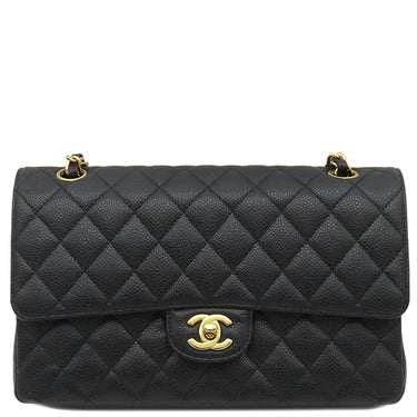 シャネル CHANEL マトラッセ 25 フラップバッグ A01112 ブラック キャビアスキン ショルダーバッグ ゴールド金具 ダブルチェーン ダブルフラップ ココマーク 黒