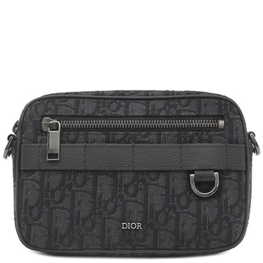 クリスチャン・ディオール Christian Dior Safariバッグ ミニ 2ESWS011YKY ブラック コットン グレインドカーフスキン テクニカルファブリック ショルダーバッグ ガンメタル金具 黒 ディオールオブリークジャガード