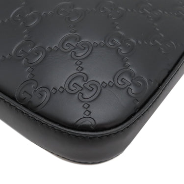 グッチ GUCCI グッチシマ メッセンジャーバッグ 406408 ブラック レザー ショルダーバッグ シルバー金具 黒