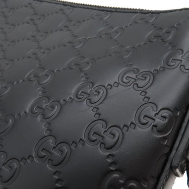 グッチ GUCCI グッチシマ メッセンジャーバッグ 406408 ブラック レザー ショルダーバッグ シルバー金具 黒