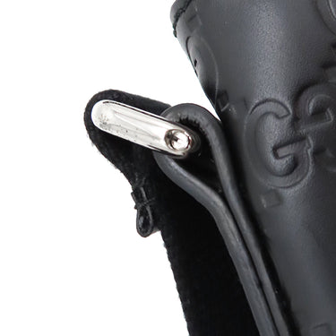 グッチ GUCCI グッチシマ メッセンジャーバッグ 406408 ブラック レザー ショルダーバッグ シルバー金具 黒