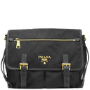 プラダ PRADA メタルロゴ BT0687 ブラック ナイロン レザー ショルダーバッグ ゴールド金具 黒