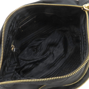 プラダ PRADA メタルロゴ BT0687 ブラック ナイロン レザー ショルダーバッグ ゴールド金具 黒