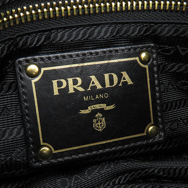 プラダ PRADA メタルロゴ BT0687 ブラック ナイロン レザー ショルダーバッグ ゴールド金具 黒