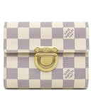 ルイヴィトン LOUIS VUITTON ポルトフォイユ コアラ N60013 ダミエアズール ダミエアズールキャンバス 三つ折り財布 ゴールド金具 白 イニシャル刻印あり