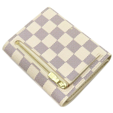 ルイヴィトン LOUIS VUITTON ポルトフォイユ コアラ N60013 ダミエアズール ダミエアズールキャンバス 三つ折り財布 ゴールド金具 白 イニシャル刻印あり