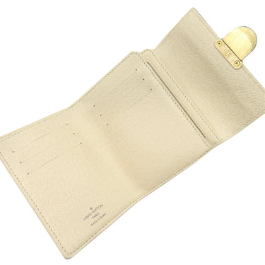 ルイヴィトン LOUIS VUITTON ポルトフォイユ コアラ N60013 ダミエアズール ダミエアズールキャンバス 三つ折り財布 ゴールド金具 白 イニシャル刻印あり