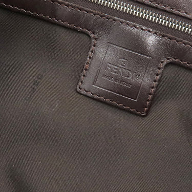 フェンディ FENDI ズッカ ブラウン×ダークブラウン キャンバス レザー ハンドバッグ シルバー金具 茶 FF