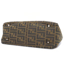 フェンディ FENDI ズッカ ブラウン×ダークブラウン キャンバス レザー ハンドバッグ シルバー金具 茶 FF