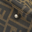 フェンディ FENDI ズッカ ブラウン×ダークブラウン キャンバス レザー ハンドバッグ シルバー金具 茶 FF