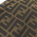 フェンディ FENDI ズッカ ブラウン×ダークブラウン キャンバス レザー ハンドバッグ シルバー金具 茶 FF