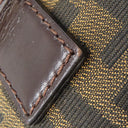 フェンディ FENDI ズッカ ブラウン×ダークブラウン キャンバス レザー ハンドバッグ シルバー金具 茶 FF