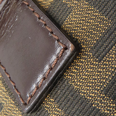 フェンディ FENDI ズッカ ブラウン×ダークブラウン キャンバス レザー ハンドバッグ シルバー金具 茶 FF