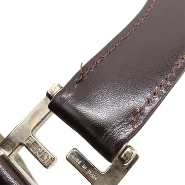 フェンディ FENDI ズッカ ブラウン×ダークブラウン キャンバス レザー ハンドバッグ シルバー金具 茶 FF