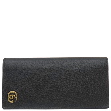 グッチ GUCCI GGマーモント ロングウォレット 423740 ブラック カーフスキンレザー 長財布 ヴィンテージ金具 黒 二つ折り財布