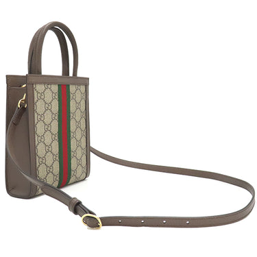 グッチ GUCCI スーパー ミニバッグ 772317 ベージュ×エボニー GGスプリームキャンバス 2WAYバッグ ゴールド金具 茶 ハンドバッグ ショルダー