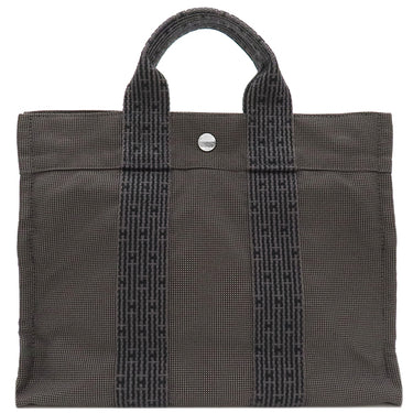エルメス HERMES エールライントート PM グレー キャンバス トートバッグ シルバー金具 鍵/カデナ欠品