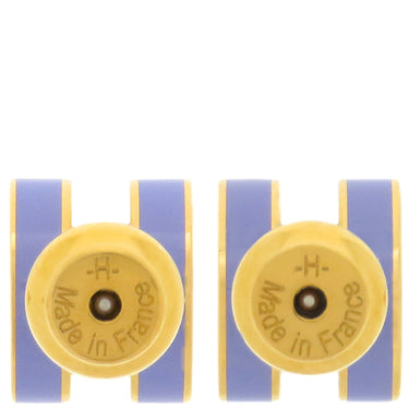エルメス HERMES ポップアッシュ Hピアス ミニ リラ×ゴールド GP エナメル ピアス ゴールド金具 H型 紫