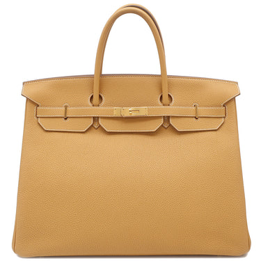 エルメス HERMES バーキン40 ナチュラルサブレ トゴ ハンドバッグ ゴールド金具 茶