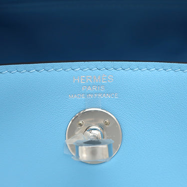 エルメス HERMES リンディ ミニ 20 セレスト スイフト ショルダーバッグ シルバー金具 新品 未使用 水色