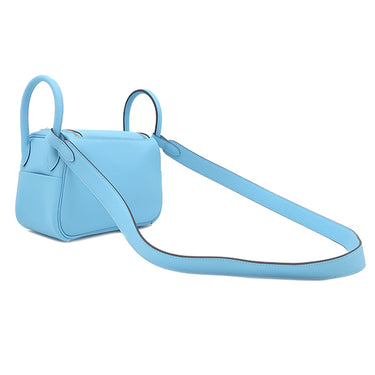 エルメス HERMES リンディ ミニ 20 セレスト スイフト ショルダーバッグ シルバー金具 新品 未使用 水色