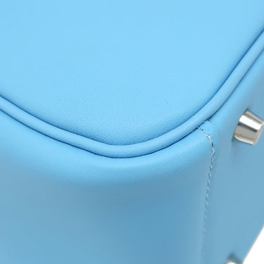 エルメス HERMES リンディ ミニ 20 セレスト スイフト ショルダーバッグ シルバー金具 新品 未使用 水色