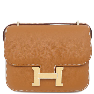 エルメス HERMES コンスタンス3 ミニ ミロワール ゴールド ヴォーエプソン ショルダーバッグ マットゴールド金具 新品 未使用 茶