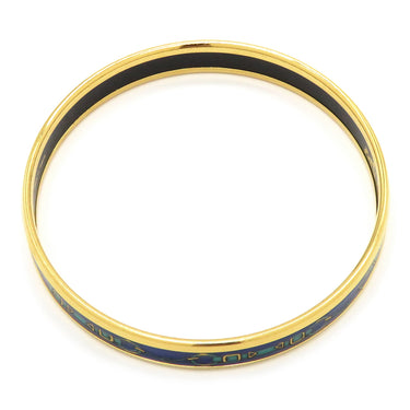 エルメス HERMES エマイユ PM  ブルー×ゴールド メタル 七宝焼き バングル ゴールド金具