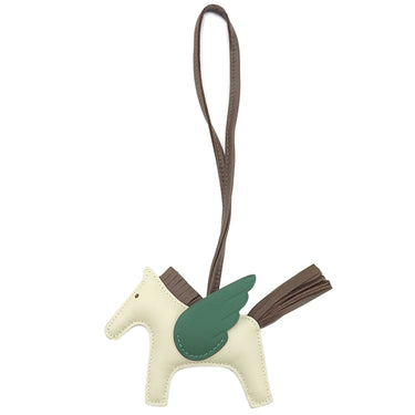 エルメス HERMES ロデオPM ペガサス クレ×ショコラ×ヴェールモワイヤン アニューミロ バッグチャーム オフホワイト こげ茶 緑