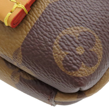 ルイヴィトン LOUIS VUITTON LVスクエアード ダブルフォンポーチ M81005 モノグラムストライプ モノグラム ストライプキャンバス ショルダーバッグ ゴールド金具 茶 NIGOコラボ