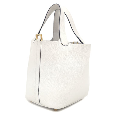 エルメス HERMES ピコタンロックPM ニューホワイト トリヨンクレマンス ハンドバッグ ゴールド金具 新品 未使用 白