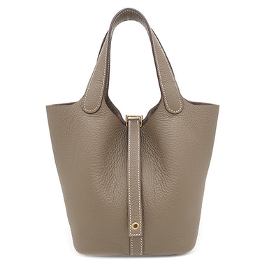 エルメス HERMES ピコタンロックPM エトゥープ トリヨンクレマンス ハンドバッグ ゴールド金具 グレージュ
