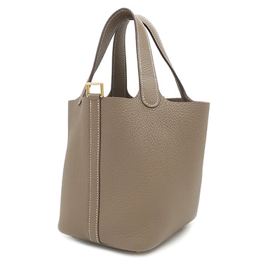 エルメス HERMES ピコタンロックPM エトゥープ トリヨンクレマンス ハンドバッグ ゴールド金具 グレージュ