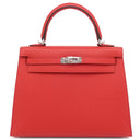 エルメス HERMES ケリー25 外縫い ルージュクー ヴォーマダム 2WAYバッグ シルバー金具 新品 未使用 赤 ショルダー