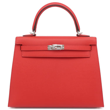 エルメス HERMES ケリー25 外縫い ルージュクー ヴォーマダム 2WAYバッグ シルバー金具 新品 未使用 赤 ショルダー
