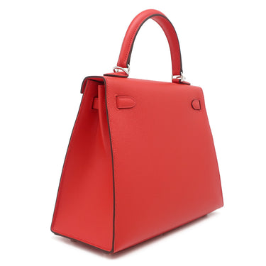 エルメス HERMES ケリー25 外縫い ルージュクー ヴォーマダム 2WAYバッグ シルバー金具 新品 未使用 赤 ショルダー