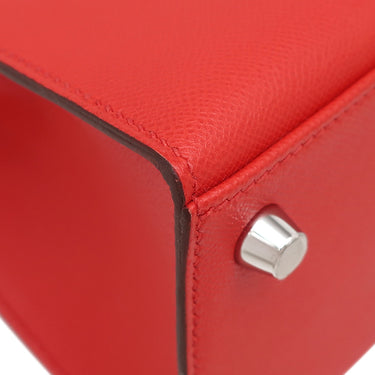 エルメス HERMES ケリー25 外縫い ルージュクー ヴォーマダム 2WAYバッグ シルバー金具 新品 未使用 赤 ショルダー