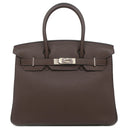 エルメス HERMES バーキン30 ショコラ トゴ ハンドバッグ シルバー金具 茶