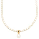 ノンブランド NON BRAND ホワイト×イエローゴールド パール K18YG ネックレス 白 ベビーパール ミニパール 真珠 Au750 18K 18金 ドロップ バロック オーバル