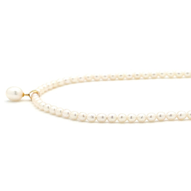 ノンブランド NON BRAND ホワイト×イエローゴールド パール K18YG ネックレス 白 ベビーパール ミニパール 真珠 Au750 18K 18金 ドロップ バロック オーバル