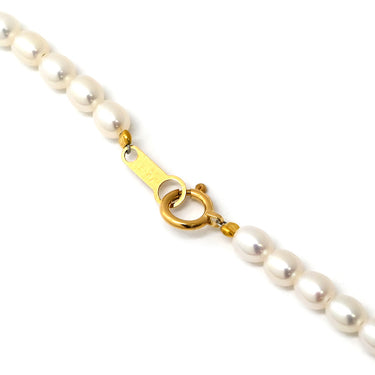 ノンブランド NON BRAND ホワイト×イエローゴールド パール K18YG ネックレス 白 ベビーパール ミニパール 真珠 Au750 18K 18金 ドロップ バロック オーバル