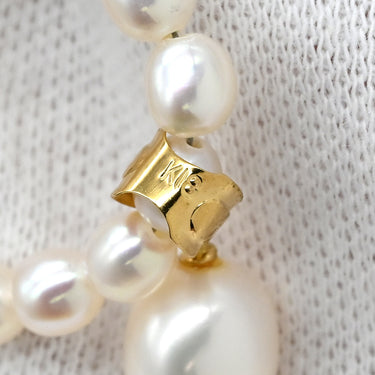 ノンブランド NON BRAND ホワイト×イエローゴールド パール K18YG ネックレス 白 ベビーパール ミニパール 真珠 Au750 18K 18金 ドロップ バロック オーバル