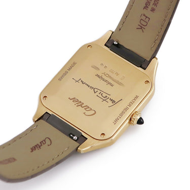 腕時計 カルティエ Cartier サントス デュモン LM ラッカー WGSA0097 手巻き メンズ レディース K18YG無垢 角型 グレー アラビア