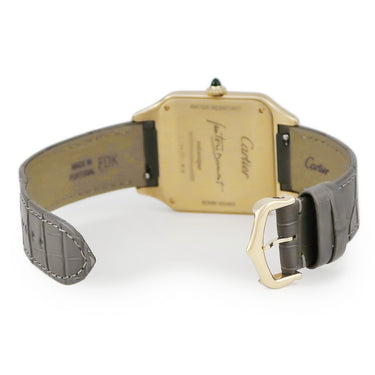 腕時計 カルティエ Cartier サントス デュモン LM ラッカー WGSA0097 手巻き メンズ レディース K18YG無垢 角型 グレー アラビア