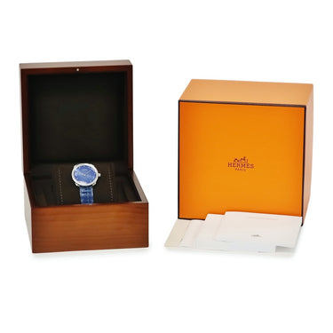 腕時計 エルメス HERMES アルソー AR5.330 053348WW00 クオーツ メンズ ブルー ラウンド 純正ダイヤ ドット ギヨシェ メタリック