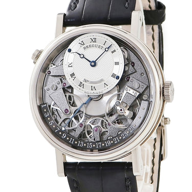 腕時計 ブレゲ BREGUET トラディション レトログラード デイト 7597 7597BB/G1/9WU 自動巻き メンズ K18WG無垢 スケルトン 青針